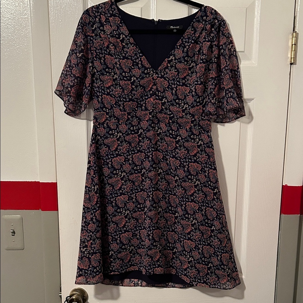 Madewell Floral V-Neck Mini Dress